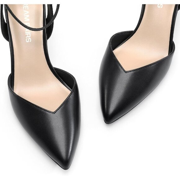 🆕Women  Black Kitten Heels Pumps Closed Pointed Toe D'Orsay Dress Shoes Wedding - Picture 3 of 7